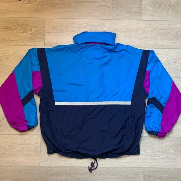 Spring Jacket Retro Blue Purple Windbreaker Zip Up Head Unisex - Picture 11 of 12